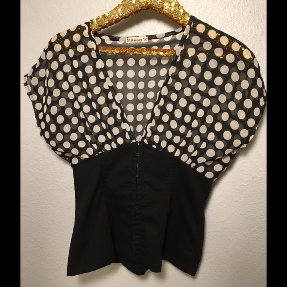 Forever 21 Tops - Black & White polka dot blouse